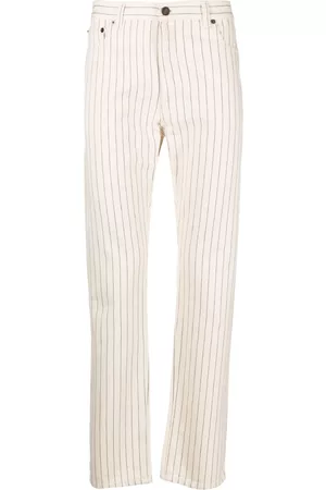 Saint Laurent Men Straight Jeans - Pinstripe-pattern denim jeans