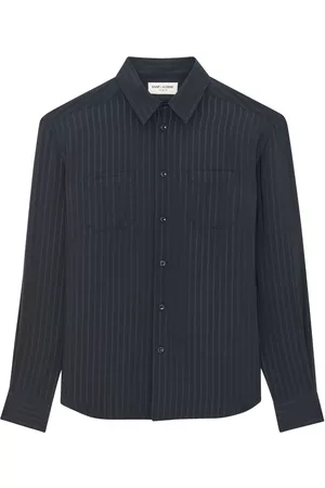 Saint Laurent Men Sleeveless Shirts - Striped pattern silk shirt