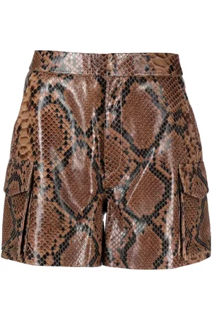 Gestuz Women Shorts - Snakeskin-print leather shorts