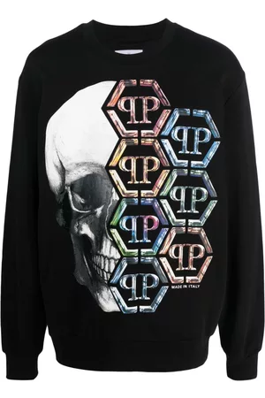 Philipp Plein Men Sweatshirts - Skull-print cotton sweatshirt