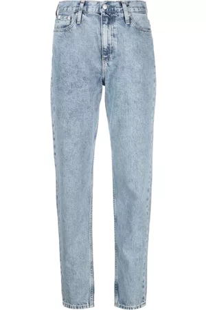 Calvin Klein Women High Waisted Jeans - Straight-leg washed-denim jeans