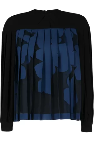 Paule Ka Pleated floral-print blouse