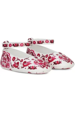 Dolce & Gabbana Majolica-print leather ballerina-shoes