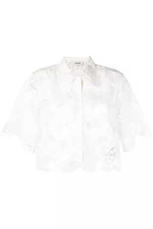 Sandro Women Blouses - Scallop-edge embroidered blouse
