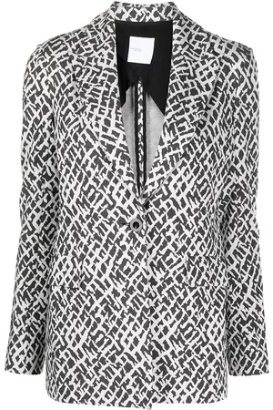 ROSETTA GETTY Geometric-print single-breasted blazer