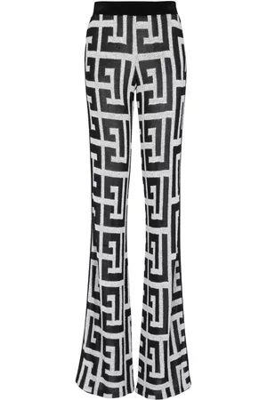 Balmain Women Pants - Monogram-pattern straight trousers