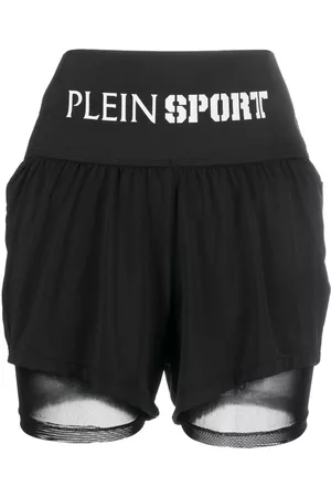 Philipp Plein Women Shorts - Logo-print double-layered cotton shorts