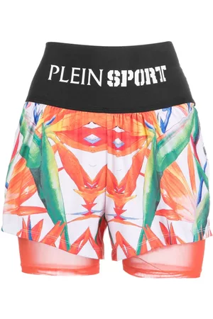 Philipp Plein Women Shorts - Floral-print double-layered cotton running shorts