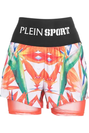 Philipp Plein Floral-print double-layered cotton running shorts
