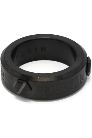 Philipp Plein Hexagon engraved-logo ring