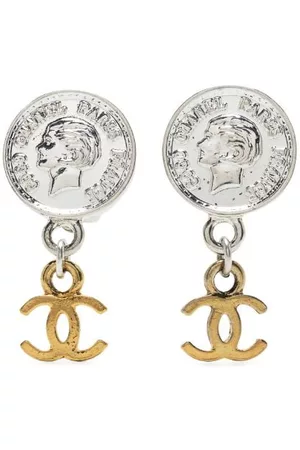 CHANEL Women Earrings - 1996 CC medallion dangle clip-on earrings