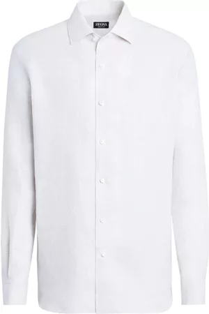 Z Zegna Men Long Sleeved Shirts - Long-sleeve linen shirt