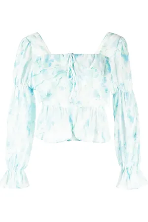 B+AB Abstract-print ruffled blouse