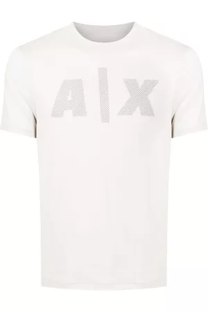 Armani Exchange Men Long Sleeve Polo Shirts - Logo-print cotton T-shirt