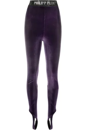 Philipp Plein Logo-underband velvet leggings