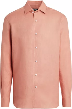 Z Zegna Men Long Sleeved Shirts - Long-sleeve linen shirt