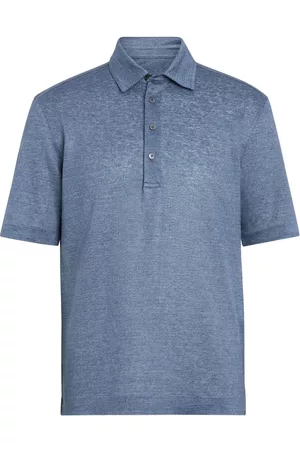 Z Zegna Men Polo Shirts - Short-sleeve linen polo shirt