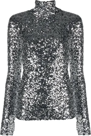 Patrizia Pepe Sequin-embellished high-neck T-shirt