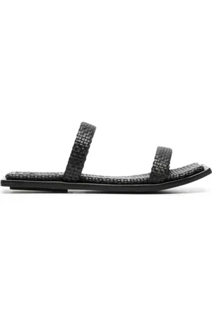 St Agni Interwoven leather flat slides