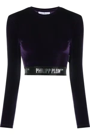 Philipp Plein Long-underband velvet crop top