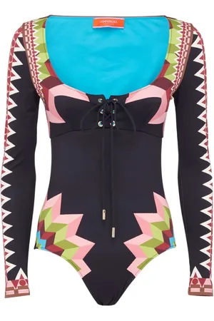 La DoubleJ Sunset geometric-print one-piece