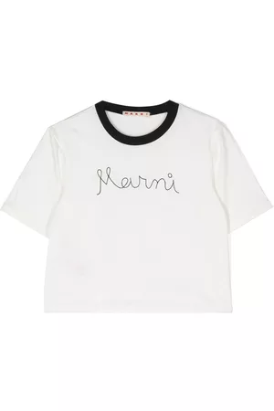 Marni Girls Long Sleeve Polo Shirts - Embroidered-logo cotton T-shirt