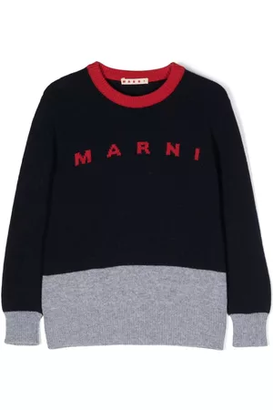 Marni Intarsia-logo panelled jumper
