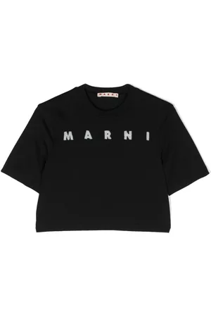 Marni Girls Long Sleeve Polo Shirts - Sequin-logo cotton T-shirt