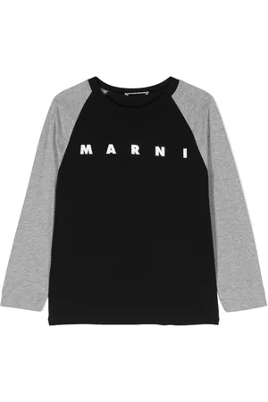 Marni Boys Long Sleeve Polo Shirts - Logo-print raglan-sleeve T-shirt