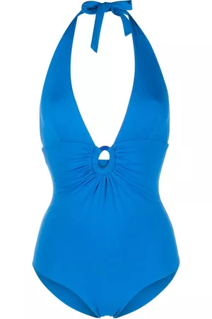 FISICO Disc-detail halterneck swimsuit