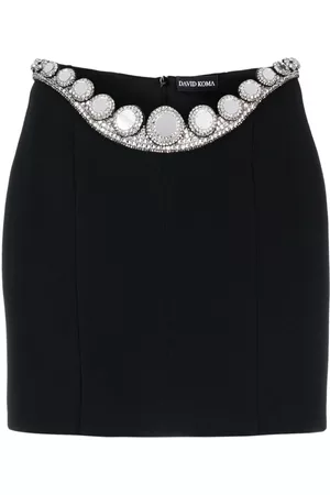 DAVID KOMA Crystal-embellished straight skirt