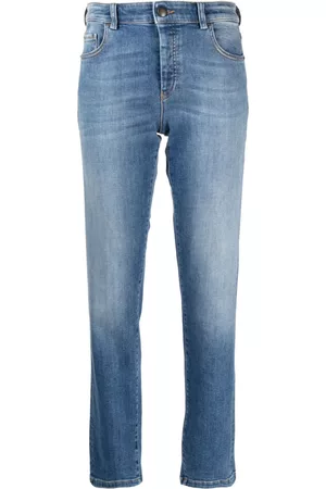 Emporio Armani Women Straight Jeans - Mid-rise logo-plaque jeans