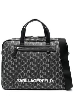 Karl Lagerfeld Men Laptop Bags - Monogram-print faux-leather briefcase