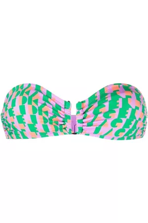 Karl Lagerfeld Women Bandeau Bikinis - Abstract text-print bandeau bikini top