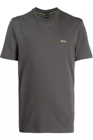HUGO BOSS Men Long Sleeve Polo Shirts - Logo-print crew-neck T-shirt