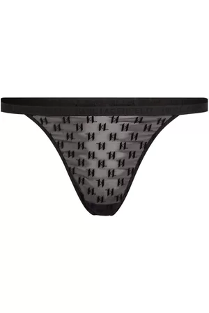 Karl Lagerfeld Women Thongs - Monogram-logo semi-sheer G-string