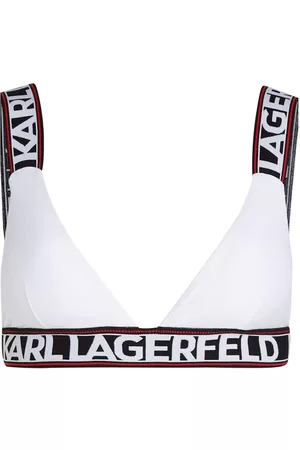 Karl Lagerfeld Women Bikini Tops - Logo-printed V-neck bikini top