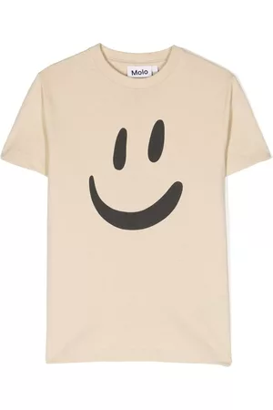 Molo Girls Long Sleeve Polo Shirts - Roxo smiley-face print T-shirt
