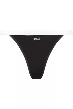 Karl Lagerfeld Women Thongs - Logo-embroidered contraisting-waistband thong