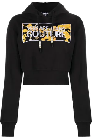 VERSACE Logo-patch cropped hoodie