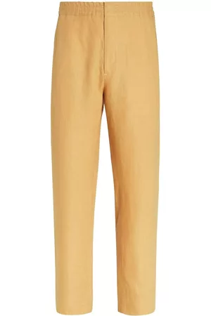 Z Zegna Men Loose Fit Pants - Elasticated-waist linen trousers