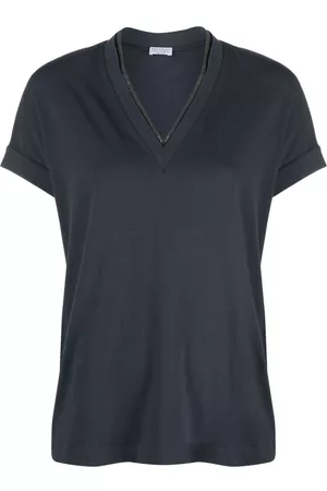 Brunello Cucinelli Women Short Sleeve - Monoli-embellished T-shirt