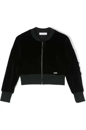 MONNALISA Zip-up tulle-trim jacket