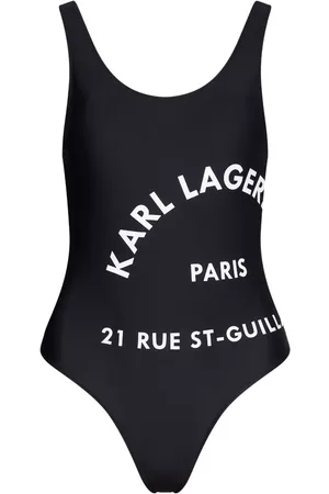 Karl Lagerfeld Women Bandeau Bikinis - Logo-print swimsuit