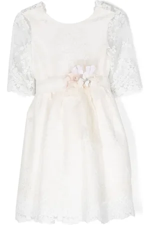 Mimilù Floral-appliqué tulle dress