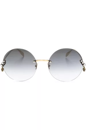 Alexander McQueen Crystal-embellished round-frame sunglasses