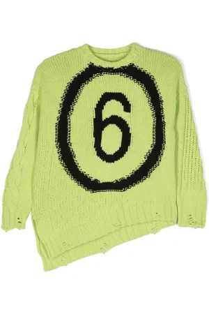 Maison Margiela Logo intarsia ripped jumper