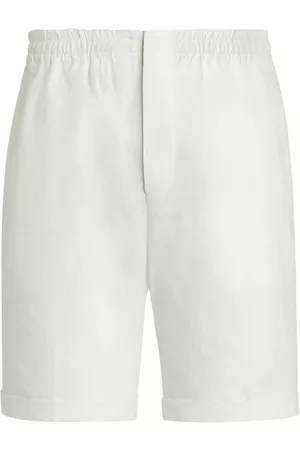 Z Zegna Men Shorts - Elasticated-waist linen shorts