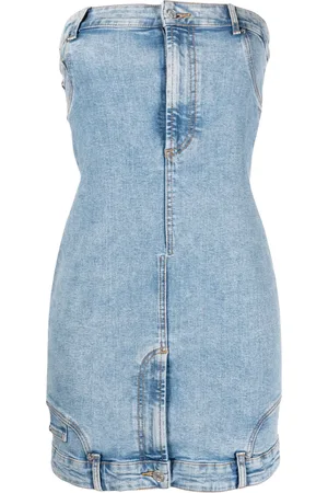 Moschino Bandeau-style denim minidress