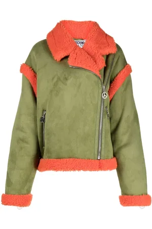 Moschino Contrasting-fleece suede jacket